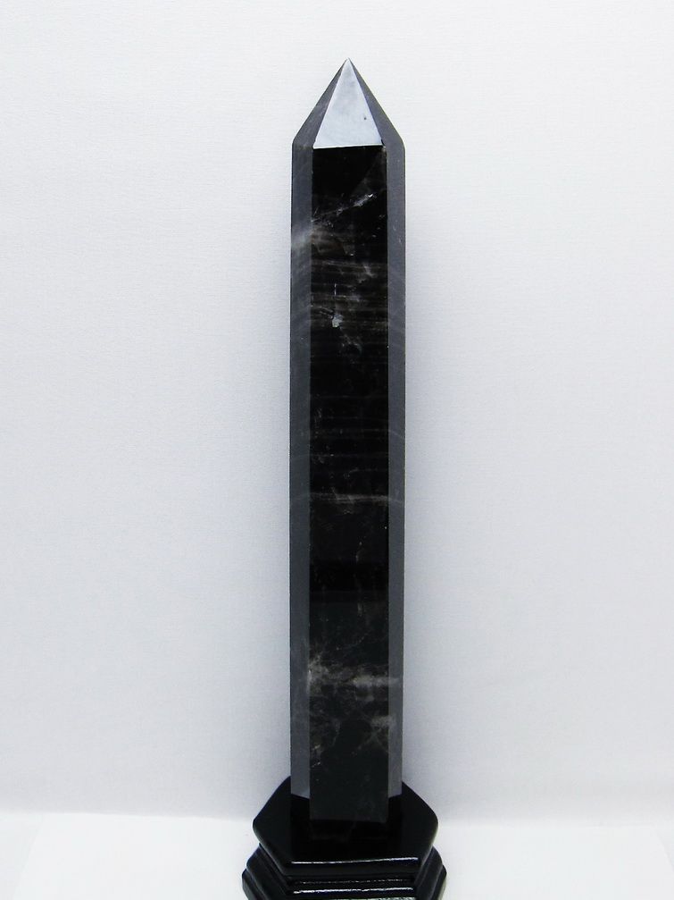 1.3Kg モリオン 純天然 黒水晶 六角柱 [t43-9016]