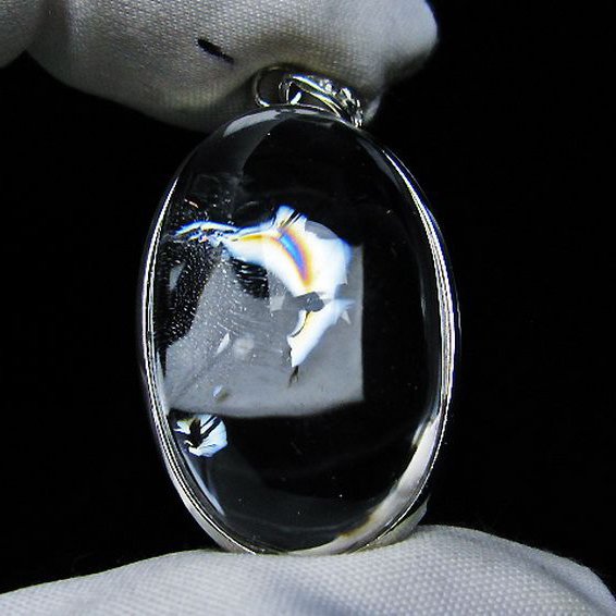 アイリスクォーツ 虹入り レインボー水晶 ペンダント [T436-2640]