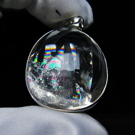 アイリスクォーツ 虹入り レインボー水晶 ペンダント [T436-2729]