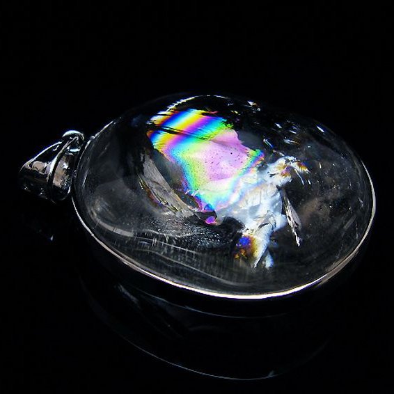 アイリスクォーツ 虹入り レインボー水晶 ペンダント [t436-3196]