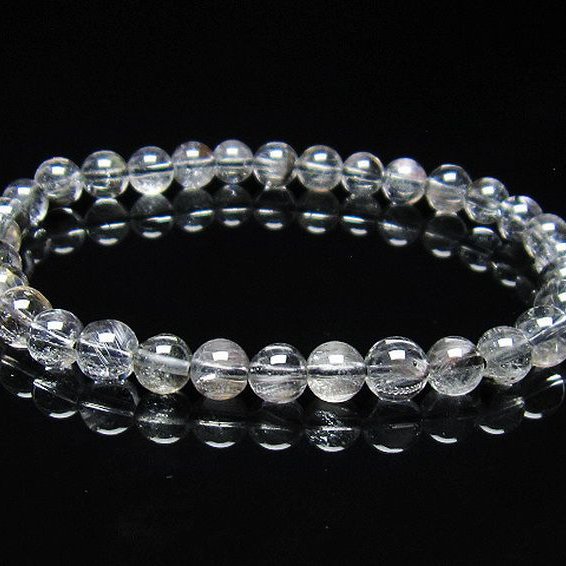 放射プラチナルチルクォーツ ブレスレット  6mm [T437-2332]
