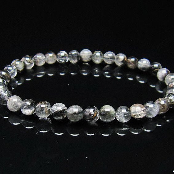 放射プラチナルチルクォーツ ブレスレット  6mm [T437-2353]