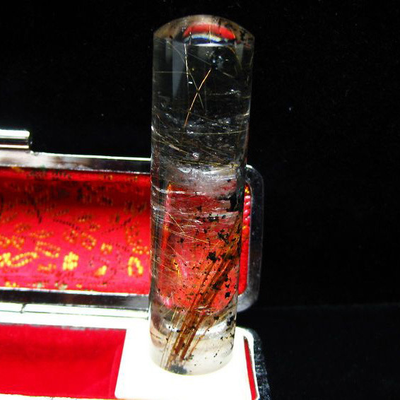 豪華ルチルクォーツ（金針ルチル水晶） 印材　※別途料金で篆刻可能[T44-628]