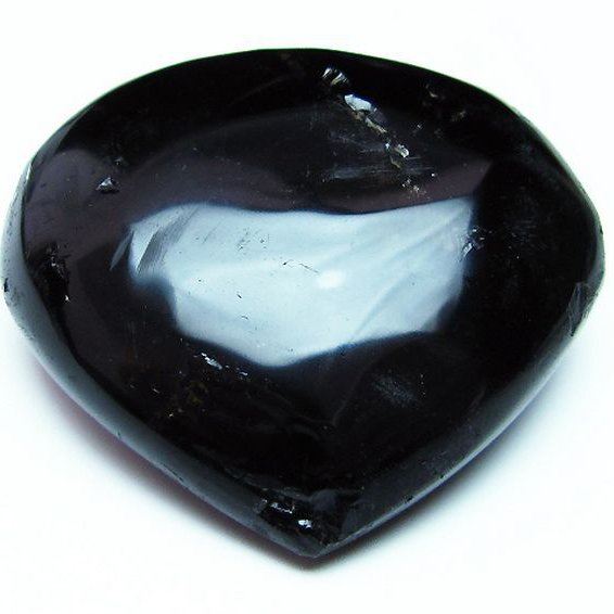 モリオン 純天然 黒水晶 ハート 置物[T457-3309]