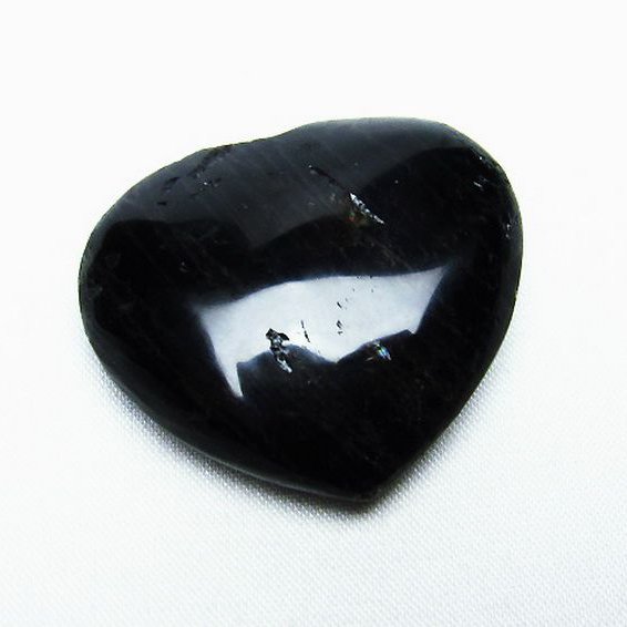 モリオン 純天然 黒水晶 ハート 置物[T457-3411]