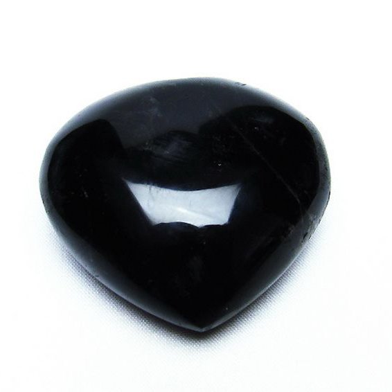 モリオン 純天然 黒水晶 ハート 置物[T457-3452]