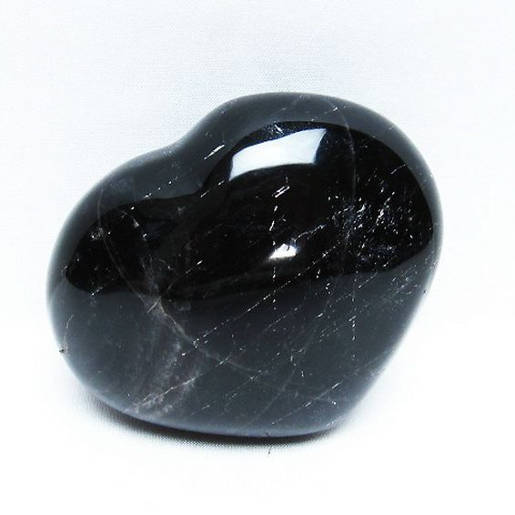 モリオン 純天然 黒水晶 ハート 置物[T457-4098]