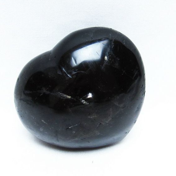 モリオン 純天然 黒水晶 ハート 置物[T457-4136]
