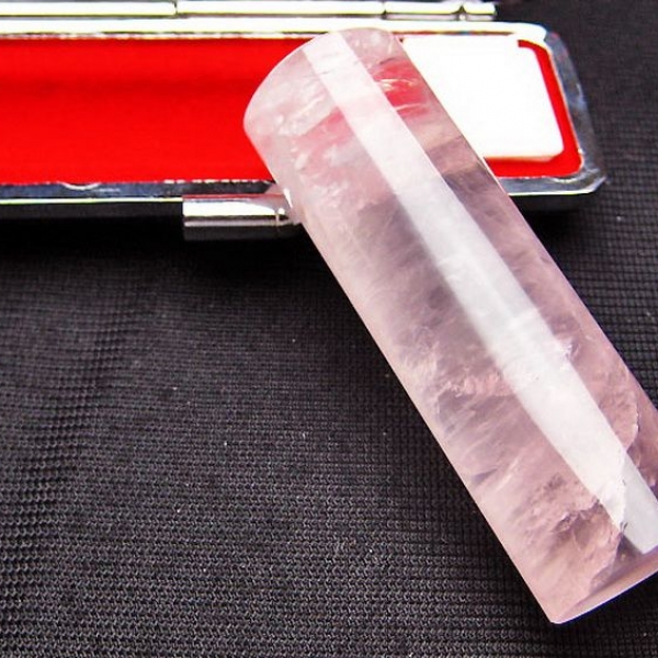 ローズクォーツ 印材　※別途料金で篆刻可能 18mm [T46-659]