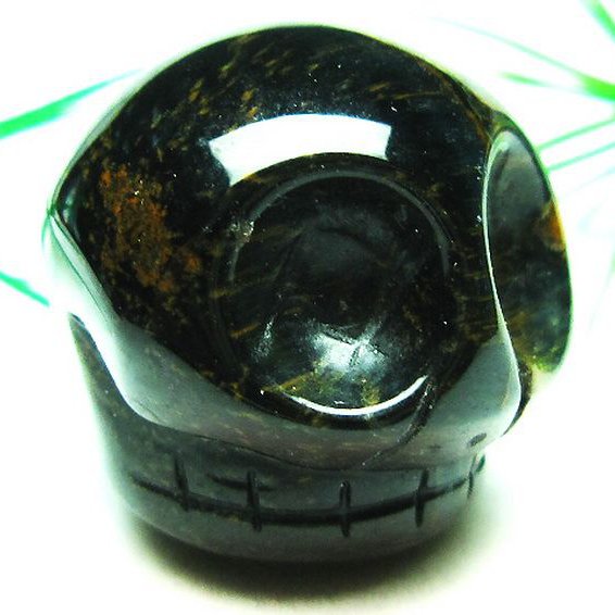 タイガーアイ ドクロ 置物[T464-309]