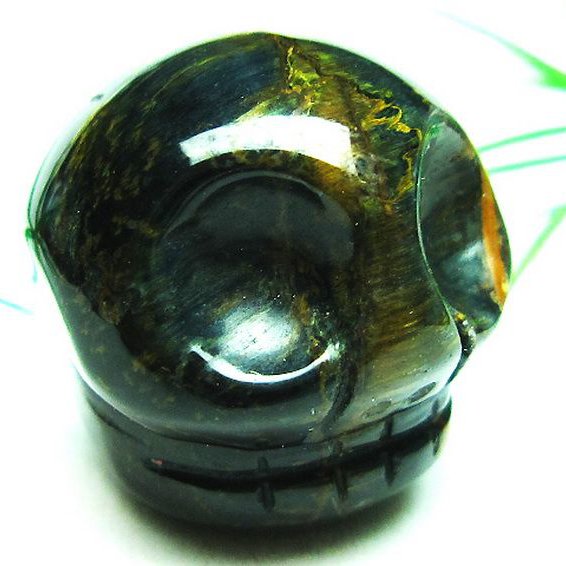 タイガーアイ ドクロ 置物[T464-337]