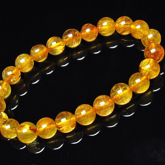 ゴールドタイチンルチル ブレスレット 8mm [T473-4021]