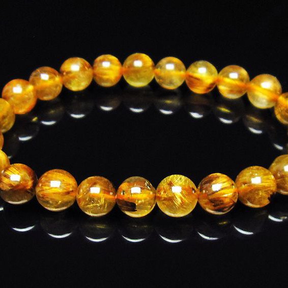 ゴールドタイチンルチル ブレスレット 8mm [T473-4168]