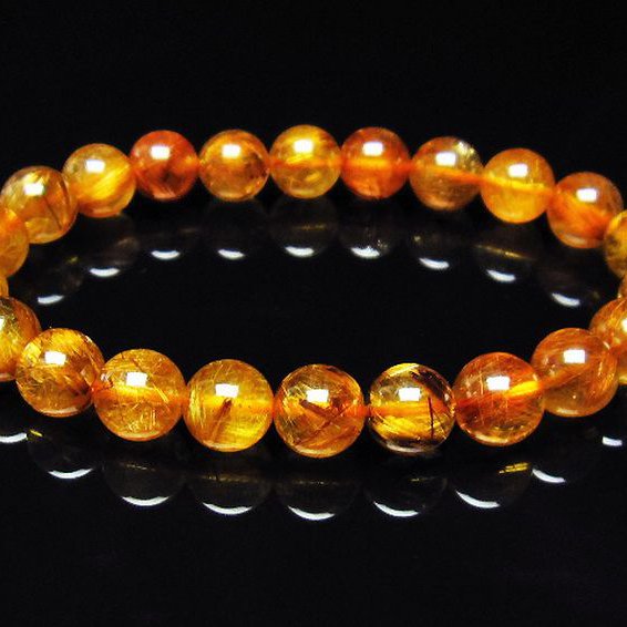 ゴールドタイチンルチル ブレスレット 9mm [T473-4178]