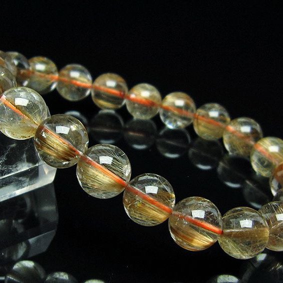 ゴールドタイチンルチル ブレスレット 9mm [T473-4443]