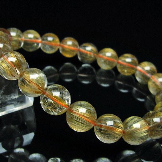 ゴールドタイチンルチル ブレスレット 9mm [T473-4453]