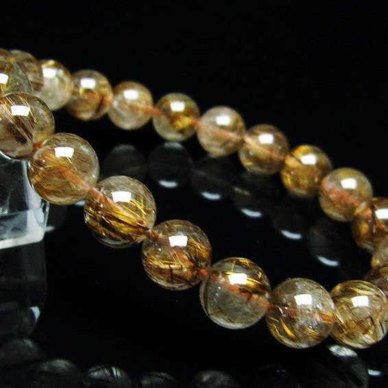 ゴールドタイチンルチル ブレスレット 9mm [T473-4597]