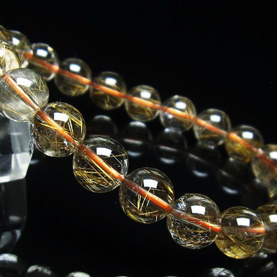 ゴールドタイチンルチル ブレスレット 9mm [T473-4721]