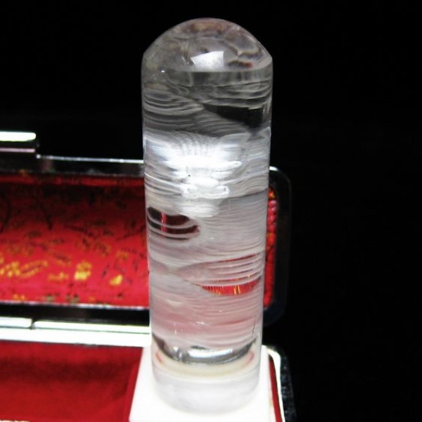 ヒマラヤ水晶中彫り龍 印材　※別途料金で篆刻可能 17mm [T49-326]