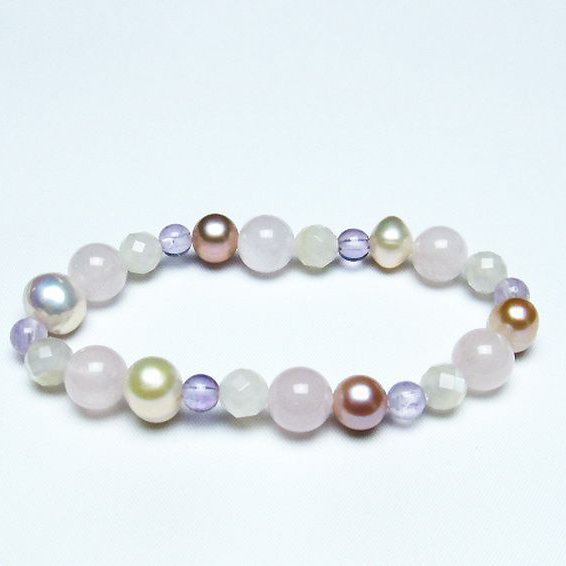 真珠 パール ミックスビーズ  ブレスレット  6mm [T491-1445]