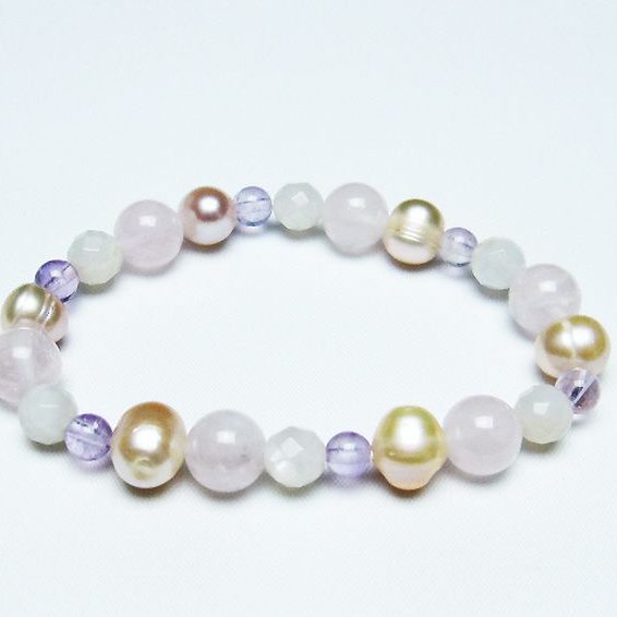 真珠 パール ミックスビーズ  ブレスレット  6mm [T491-1459]