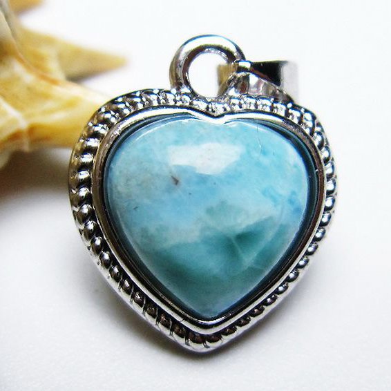 ラリマーハート ペンダント [T495-3792]