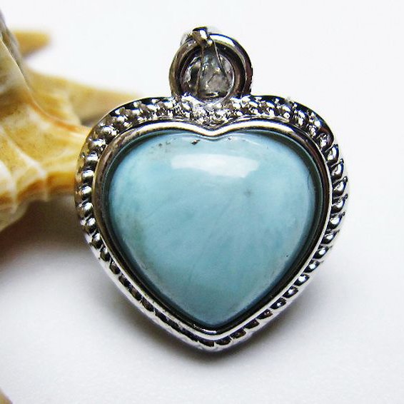 ラリマーハート ペンダント [T495-3817]