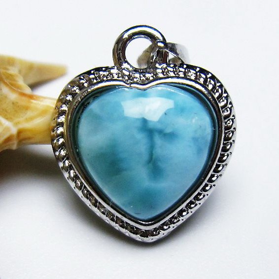 ラリマーハート ペンダント [T495-3893]