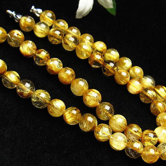 ゴールドタイチンルチル ネックレス 8mm [T498-260]