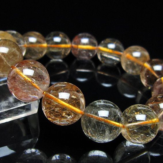 金針ルチル水晶 ブレスレット 14mm [t5-22108]