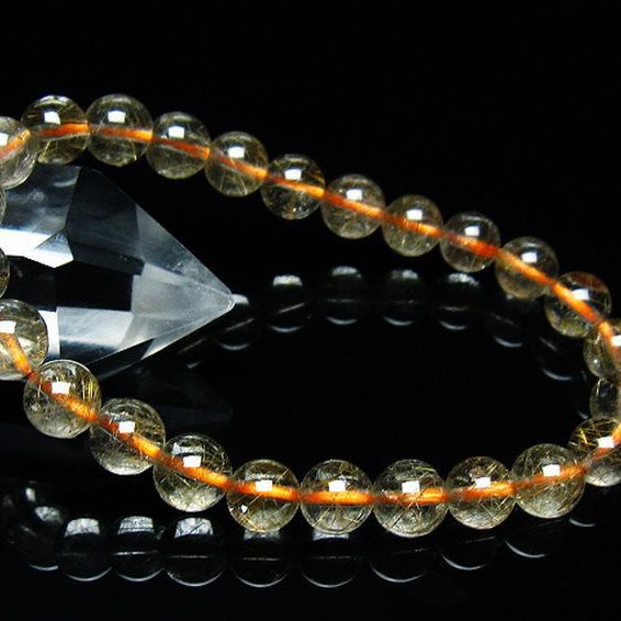 金針ルチル水晶 ブレスレット 7mm [t50-9463]