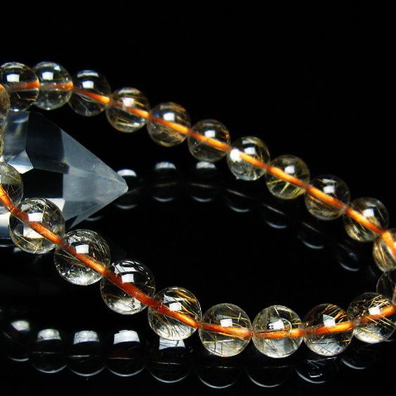 金針ルチル水晶 ブレスレット 8mm [T50-9542]