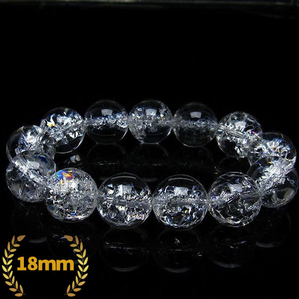 アイリスクォーツ 虹入り レインボークラック水晶 ブレスレット 18mm [T502-8296]