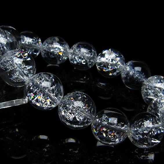 アイリスクォーツ 虹入り レインボークラック水晶 ブレスレット 16mm [T502-8439]