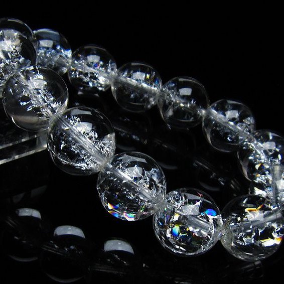 アイリスクォーツ 虹入り レインボークラック水晶 ブレスレット 16mm [T502-8787]