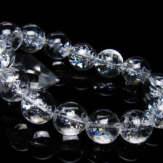 アイリスクォーツ 虹入り レインボークラック水晶 ブレスレット 16mm [T502-8903]