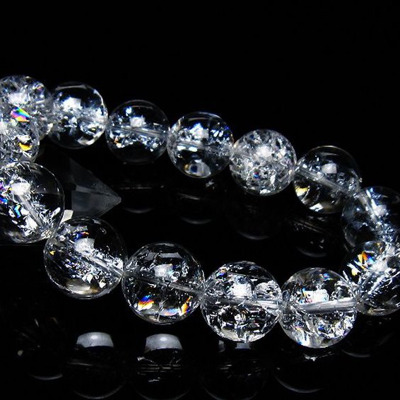 アイリスクォーツ 虹入り レインボークラック水晶 ブレスレット 16mm [T502-8907]