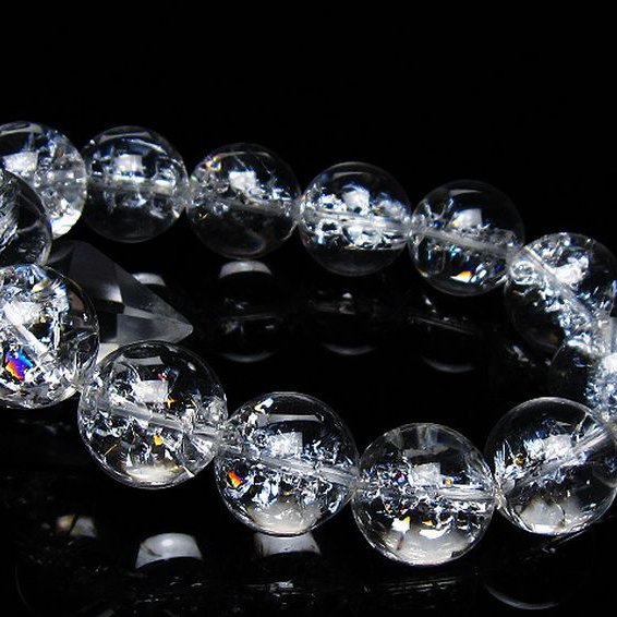 アイリスクォーツ 虹入り レインボークラック水晶 ブレスレット 18mm [T502-8913]
