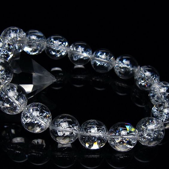 アイリスクォーツ 虹入り レインボークラック水晶 ブレスレット 13mm [T502-8948]