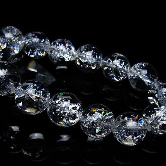 アイリスクォーツ 虹入り レインボークラック水晶 ブレスレット 17mm [T502-9006]