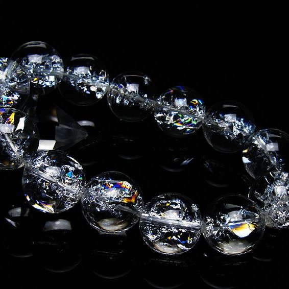 アイリスクォーツ 虹入り レインボークラック水晶 ブレスレット 18mm [T502-9009]