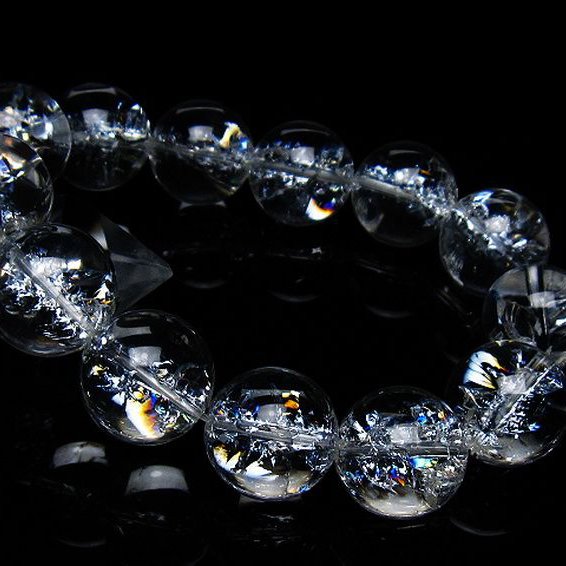アイリスクォーツ 虹入り レインボークラック水晶 ブレスレット 17mm [T502-9016]
