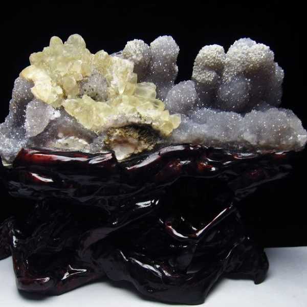 6.6Kg フラワーアメジストクラスター カルサイト共生[T504-6629]