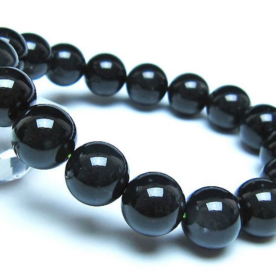 チンターマニストーン アリゾナ州産 天然ガラス ブレスレット （サフォーダイト/シリウス隕石） 13mm [t520-1687]