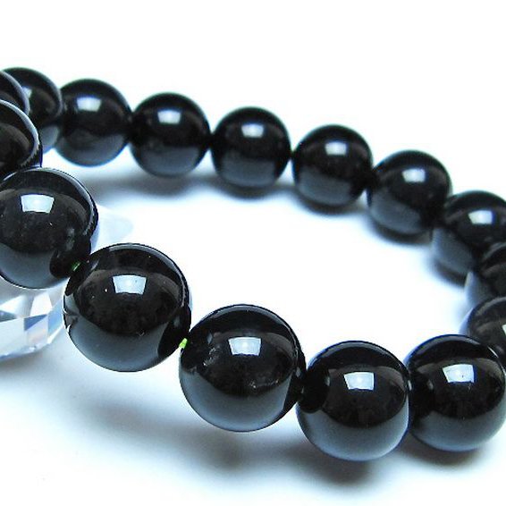 チンターマニストーン アリゾナ州産 天然ガラス ブレスレット （サフォーダイト/シリウス隕石） 13mm [t520-1696]