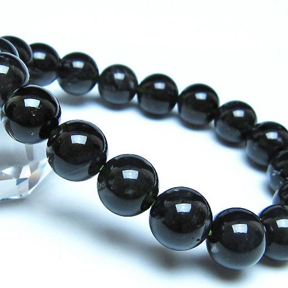 チンターマニストーン アリゾナ州産 天然ガラス ブレスレット （サフォーダイト/シリウス隕石） 12mm [t520-1701]