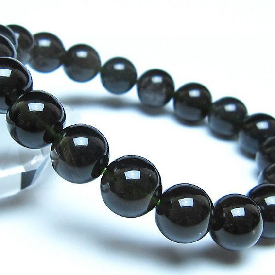 チンターマニストーン アリゾナ州産 天然ガラス ブレスレット （サフォーダイト/シリウス隕石） 10mm [t520-1720]