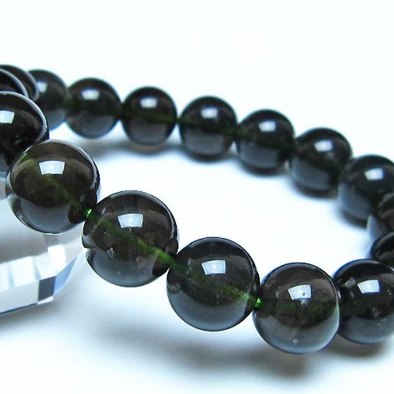 チンターマニストーン アリゾナ州産 天然ガラス ブレスレット （サフォーダイト/シリウス隕石） 12mm [t520-1745]