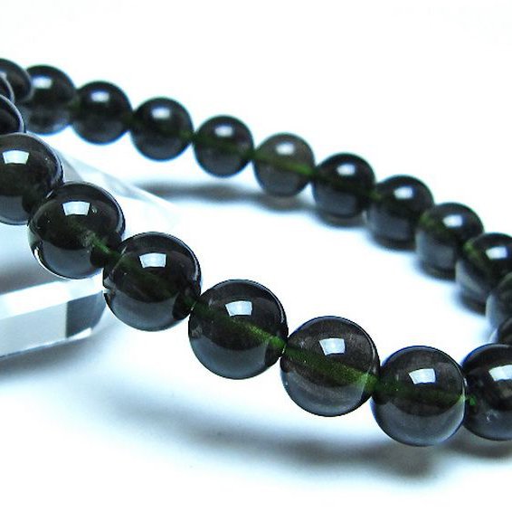 チンターマニストーン アリゾナ州産 天然ガラス ブレスレット （サフォーダイト/シリウス隕石） 9mm [t520-1755]