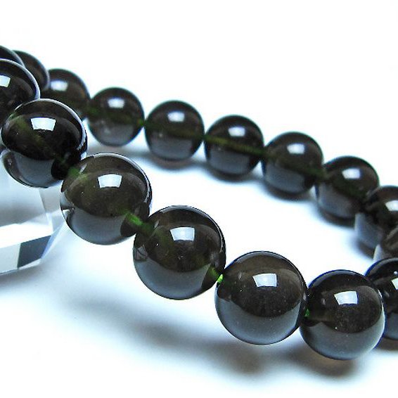 チンターマニストーン アリゾナ州産 天然ガラス ブレスレット （サフォーダイト/シリウス隕石） 12mm [t520-1767]